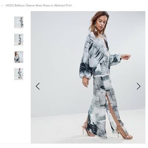 ASOS Balloon Sleeve Maxi Dress in Abstract Print, Size 6